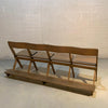 Midcentury Pickled Maple Folding Auditorium Theater Bench