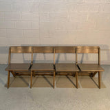 Midcentury Pickled Maple Folding Auditorium Theater Bench