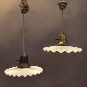 Ruffled Milk Glass Pendant Lights