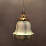 Blue Art Deco Painted Glass Pendant Light