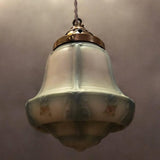 Blue Art Deco Painted Glass Pendant Light