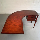 Mid Century Modern Crescent Shape Drop Leaf Desk