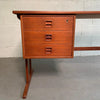 Danish Modern Teak Desk With Finished Bookshelf Back