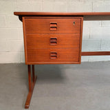 Danish Modern Teak Desk With Finished Bookshelf Back