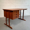 Danish Modern Teak Desk With Finished Bookshelf Back