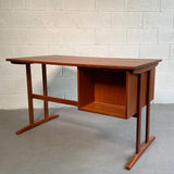 Danish Modern Teak Desk With Finished Bookshelf Back