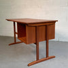 Danish Modern Teak Desk With Finished Bookshelf Back