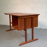 Danish Modern Teak Desk With Finished Bookshelf Back