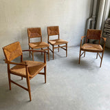 Scandinavian Modern Rush And Beech Dining Chairs