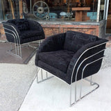 Milo Baughman Chrome Lounge Chairs