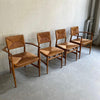 Scandinavian Modern Rush And Beech Dining Chairs