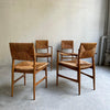 Scandinavian Modern Rush And Beech Dining Chairs