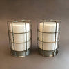 Caged Milk Glass Sconces