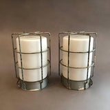 Caged Milk Glass Sconces
