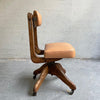 Mid Century Adjustable Oak And Leather Office Chair