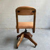 Mid Century Adjustable Oak And Leather Office Chair
