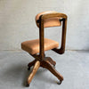 Mid Century Adjustable Oak And Leather Office Chair
