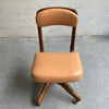 Mid Century Adjustable Oak And Leather Office Chair