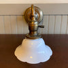 Early 20th Century Brass Milk Glass Wall Sconce Lamp