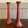 Mid-Century Modern Hand-Turned Teak Candlestick Holder