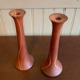 Mid-Century Modern Hand-Turned Teak Candlestick Holder