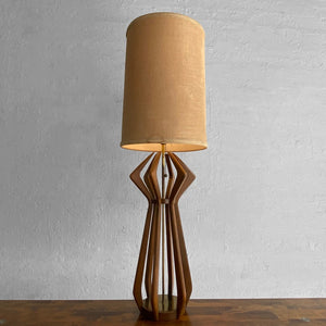 Mid Century Modern Sculpted Walnut Table Lamp By Modeline