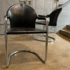 Italian Mid Century Modern Leather And Chrome Cantilever Armchairs