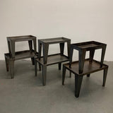 Industrial Brushed Steel Factory Side Tables