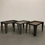 Industrial Brushed Steel Factory Side Tables