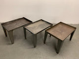 Industrial Brushed Steel Factory Side Tables