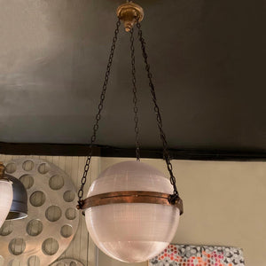 Early 20th Century Prismatic Holophane Glass Globe Pharmacy Pendant