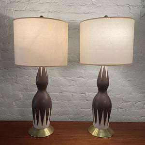 Mid Century Modern Hourglass Table Lamps By Gerald Thurston