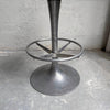 Tall Industrial Brushed Aluminum And Leather Pedestal Stool