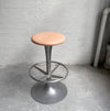 Tall Industrial Brushed Aluminum And Leather Pedestal Stool