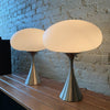 Pair Of Brushed Aluminum Mushroom Table Lamps by Bill Curry for Laurel