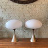 Pair Of Brushed Aluminum Mushroom Table Lamps by Bill Curry for Laurel