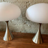 Pair Of Brushed Aluminum Mushroom Table Lamps by Bill Curry for Laurel
