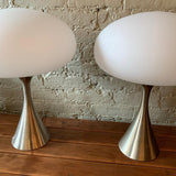 Pair Of Brushed Aluminum Mushroom Table Lamps by Bill Curry for Laurel