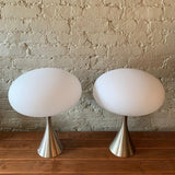 Pair Of Brushed Aluminum Mushroom Table Lamps by Bill Curry for Laurel