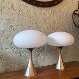 Pair Of Brushed Aluminum Mushroom Table Lamps by Bill Curry for Laurel