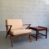 Mid Century Modern Low Upturned Walnut Side Table By Lane