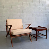 Mid Century Modern Low Upturned Walnut Side Table By Lane