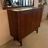 Scandinavian Modern Tall Teak Sideboard Credenza Cabinet