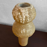 Tall Tan Brutalist Art Pottery Vase