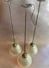 Vintage Prismatic Holophane Glass Dome Pendant Lights
