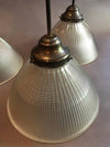 Vintage Prismatic Holophane Glass Dome Pendant Lights
