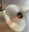 Vintage Prismatic Holophane Glass Dome Pendant Lights