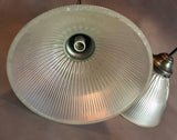 Vintage Prismatic Holophane Glass Dome Pendant Lights