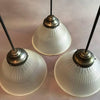 Vintage Prismatic Holophane Glass Dome Pendant Lights