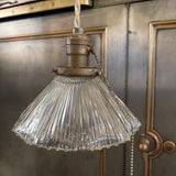 Early 20th Century Fluted Ruffle Glass Pendant Light